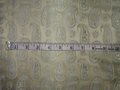 Silk Brocade creamy gold x blue paisleys~Width 44&quot;BRO6[2]