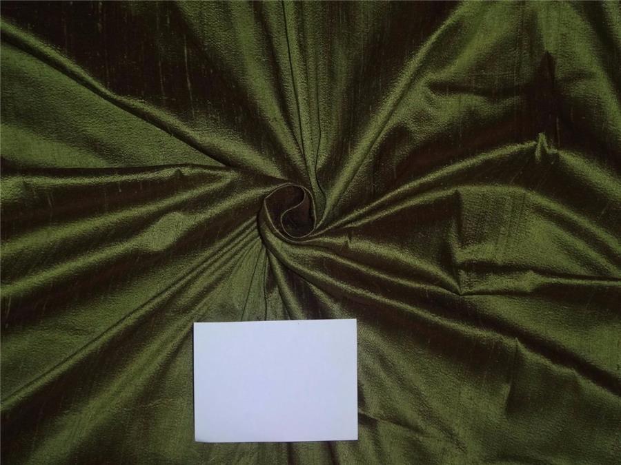 100% PURE SILK DUPIONI FABRIC GREEN X BROWN colour 54" wide WITH SLUBS MM74[1]