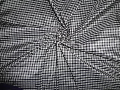 SILK TAFFETA FABRIC OF BLACK X WHITE CHECKS 54" wide TAF#C45[2]