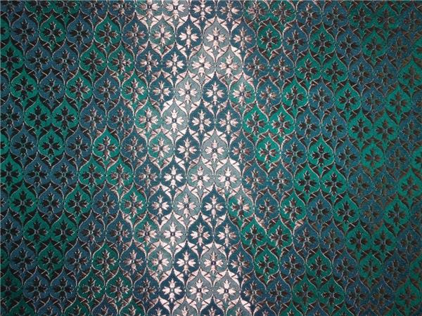 BROCADE FABRIC GREEN, BLUE, BEIGE
