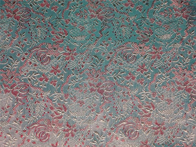 BROCADE TURQUOISE BLUE WITH BROWN AND GOLD MOTIF COLOR 44&quot;INCH BRO4[4]