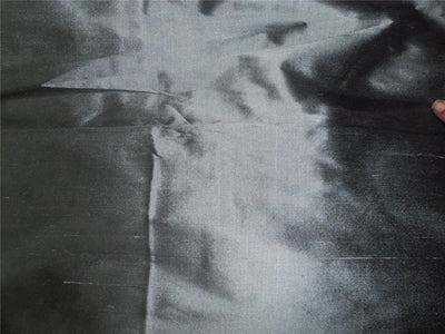 100% pure silk dupioni fabric black x grey 54" wide width slub MM20[4]