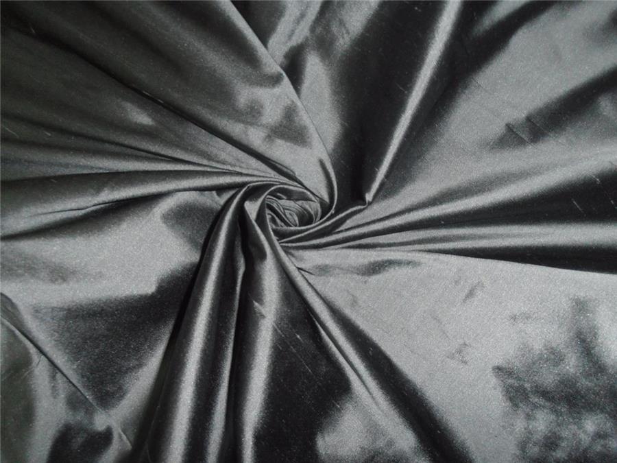 100% pure silk dupioni fabric black x grey 54" wide width slub MM20[4]