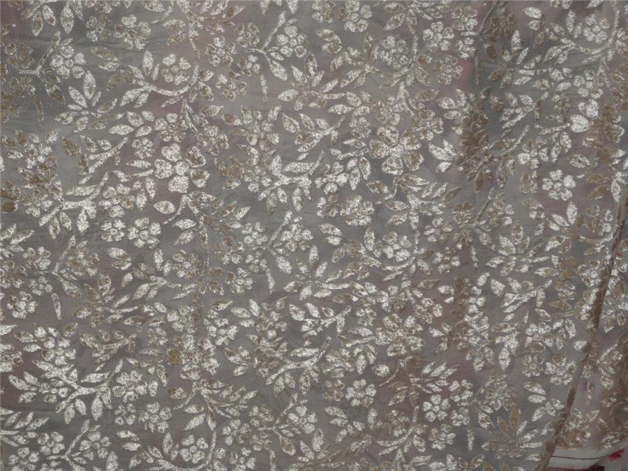 Beige Devore Polyester Viscose Burnout Velvet fabric ~ 44&quot; wide [6457]