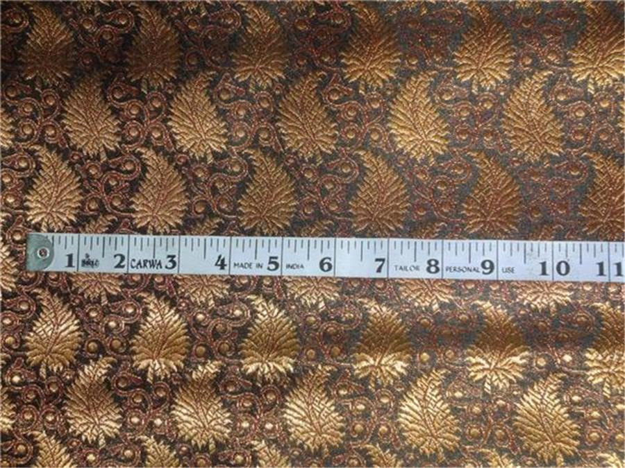 BROCADE~WIDTH 44 ~ BLACK, METALLIC COPPER X MAROON COLOR