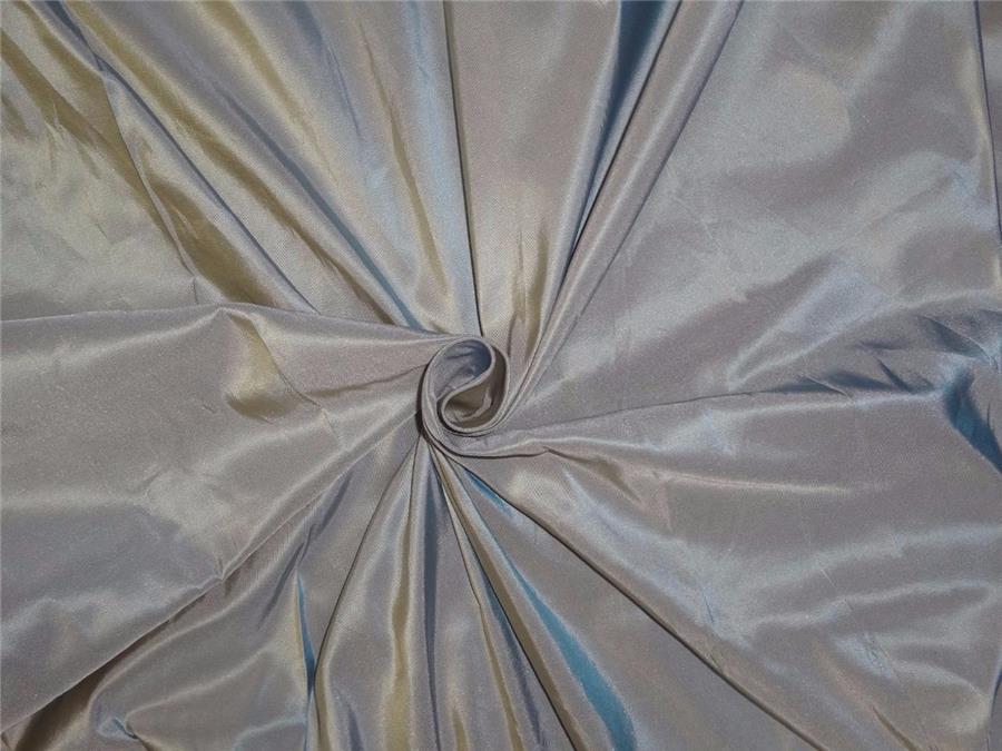 100% Pure Silk Taffeta Fabric Ivory,Gold x Blue 54" wide TAF277[1]