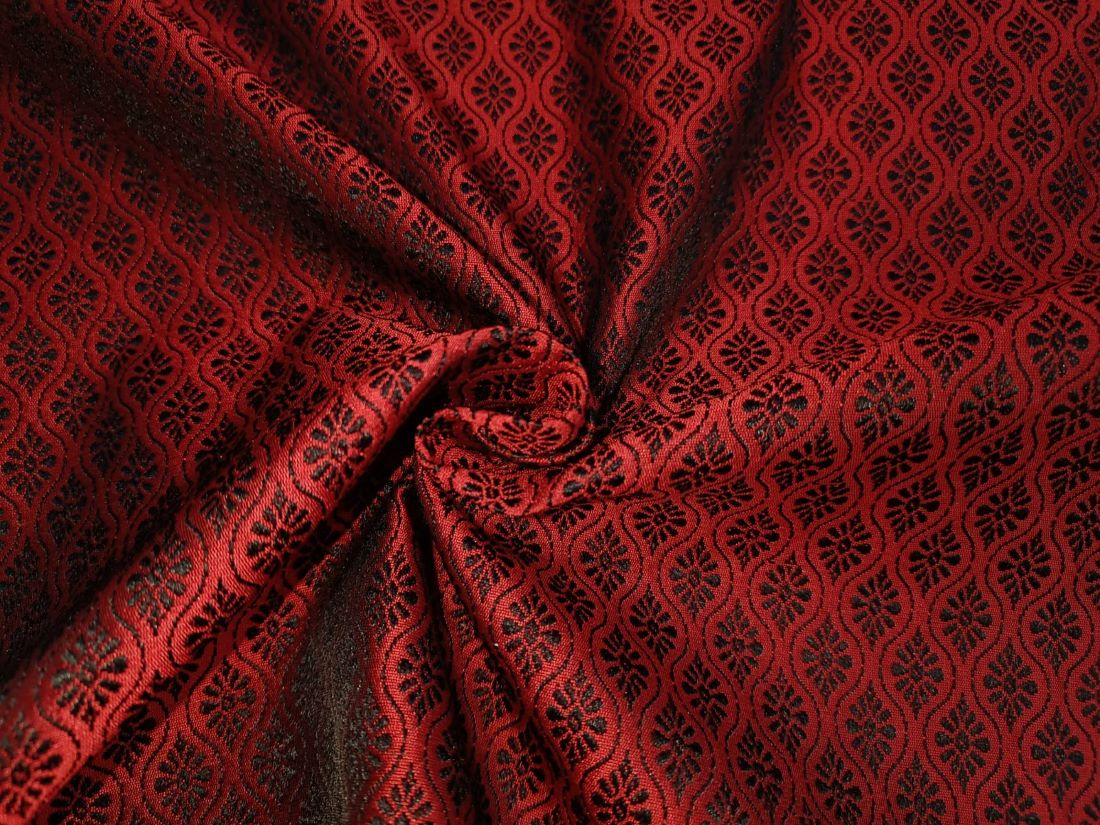 Brocade fabric Black &amp; Wine Red Colour 44" wide BRO42[7]