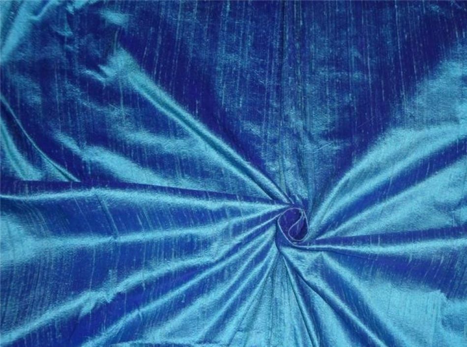 100% PURE SILK DUPIONI FABRIC BLUE X PURPLE COLOR 54" wide MM52[6]