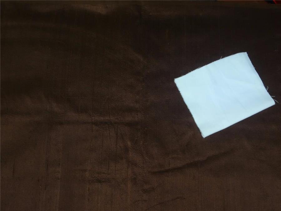 100% PURE SILK DUPION FABRIC COFFEE BROWN color 54" wide WITH SLABS MM69[1]