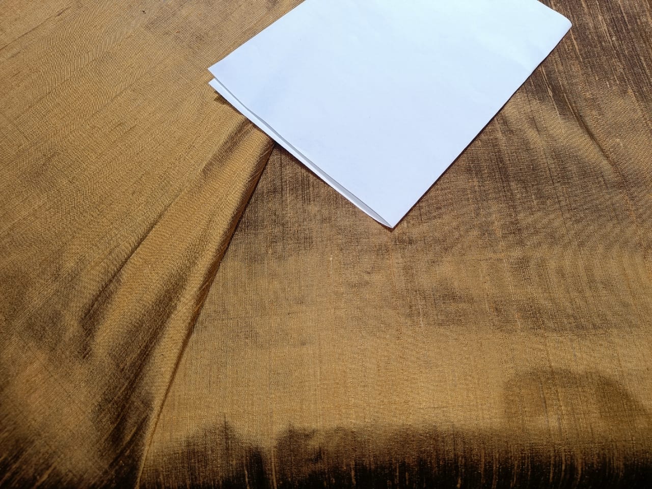 100% pure silk dupioni fabric bronze x black 54" wide with slubs MM77[5]