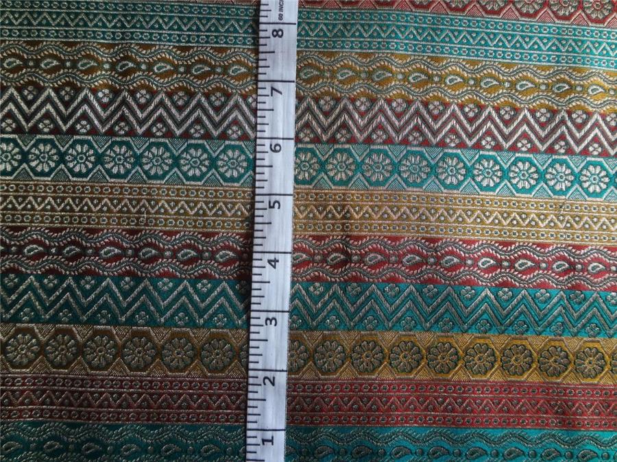 Brocade fabric Multi X Metallic Gold 44&quot;Cut Pcs 5 yrd