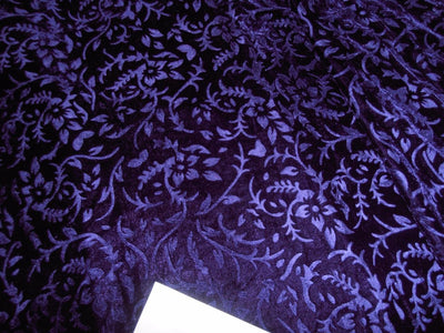 Dark Purple Devore Embossed Viscose Burnout Velvet fabric ~ 44&quot; wide [6951]