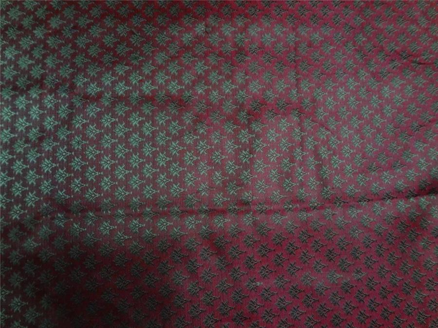 BROCADE FABRIC RED X GREEN COLOR 44&quot;CUT PCS 2.35YRD