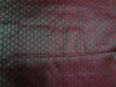 BROCADE FABRIC RED X GREEN COLOR 44&quot;CUT PCS 2.35YRD