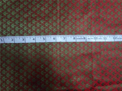 BROCADE FABRIC RED X GREEN COLOR 44&quot;CUT PCS 2.35YRD