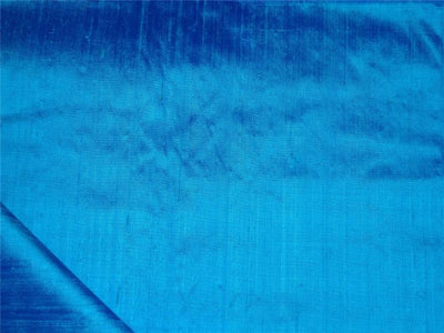 100% PURE SILK DUPIONI FABRIC DEEP BLUE X AQUA BLUE colour 54" wide WITH SLUBS MM62[5]