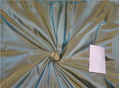 100% Pure Silk Taffeta Fabric Mustard x Blue 54" wide 4.10 Cut Length TAF277[2]