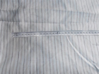 100% Linen Grey Silver and Blue stripe Fabric 60" wide [6907]