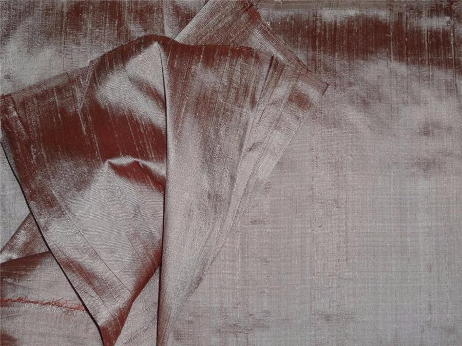 100% PURE SILK DUPION FABRIC PINK X BROWN colour 54" wide WITH SLUBS MM70[2]