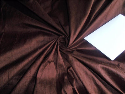 100% PURE SILK DUPION FABRIC COFFEE BROWN color 54" wide MM29[4]