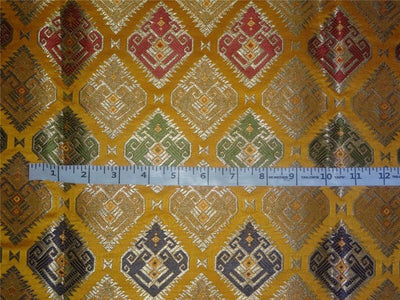 HEAVY SILK BROCADE FABRIC YELLOW,MULTI MOTIF X METALLIC GOLD COLOR 36" wide BRO490[5]