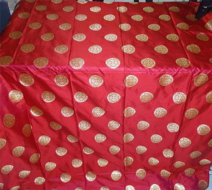 100% silk brocade bright red x mettalic gold color 44" wide BRO493[2] available for bulk preorder