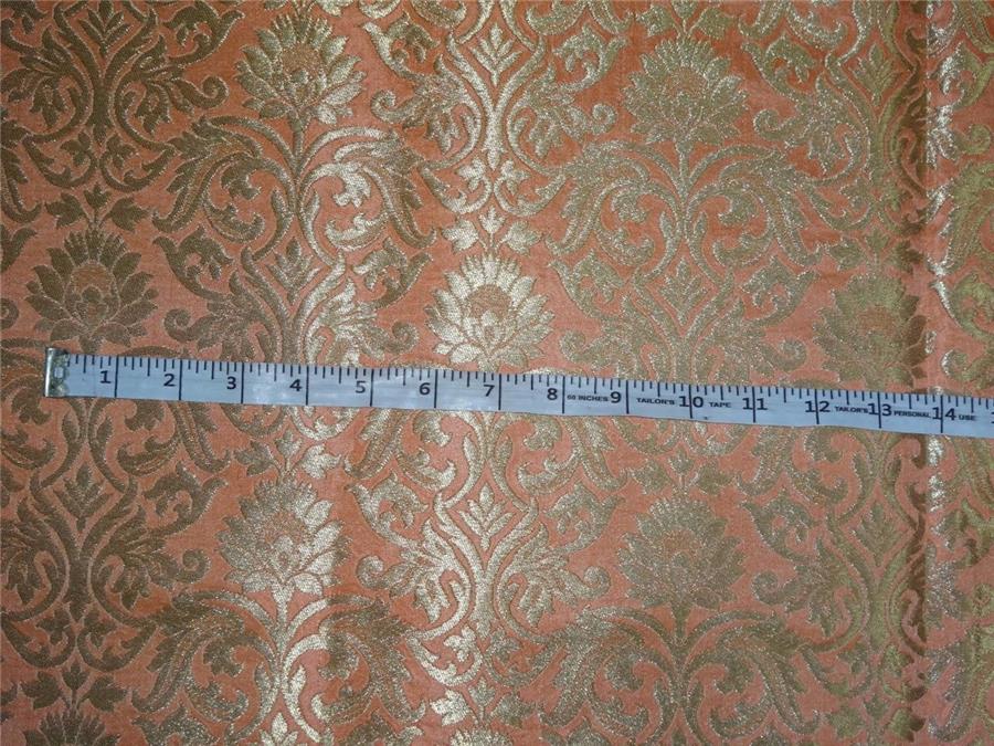 HEAVY BROCADE FABRIC PEACH X METALLIC GOLD COLOR 36" WIDE BRO497[3]