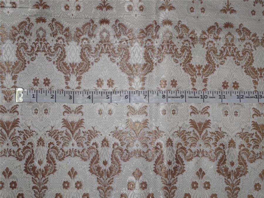 Heavy Silk Brocade Fabric Ivory x Metallic Brown Color 36" WIDE BRO500[1]