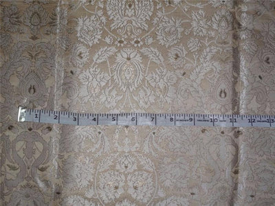 HEAVY SILK BROCADE FABRIC BEIGE,IVORY,GREEN X METALLIC BROWN COLOR 36" WIDE BRO500[3]