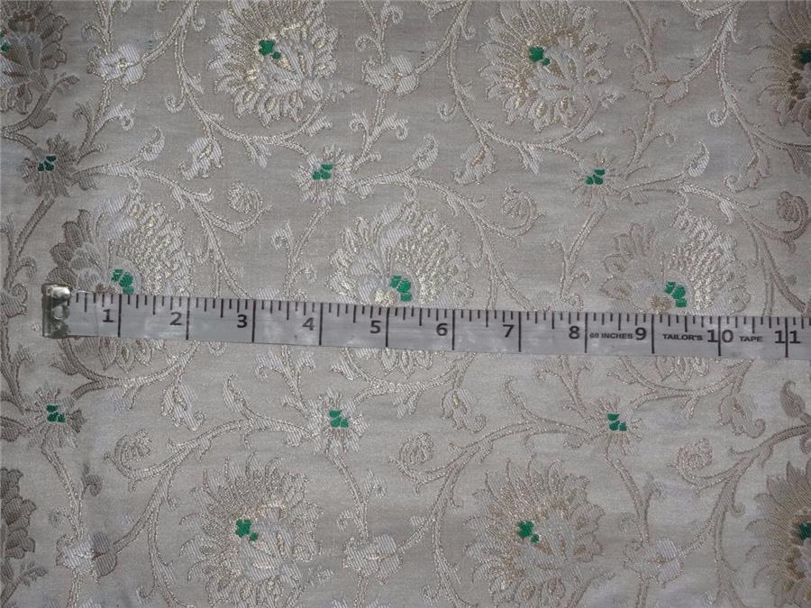 heavy silk brocade fabric ivory,green x metallic brown color 36" wide BRO500[4]