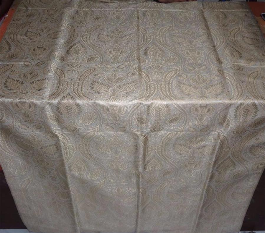 Heavy Silk Brocade Fabric Beige x Metallic Gold Color 36" WIDE BRO501[1]