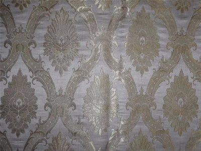 Heavy Silk Brocade Fabric Ivory x Metallic Brown Color 36" wide BRO498[3]