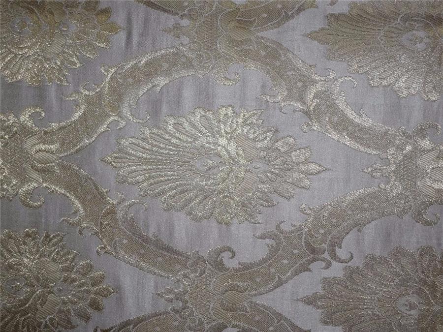 Heavy Silk Brocade Fabric Ivory x Metallic Brown Color 36" wide BRO498[3]