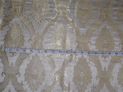 Heavy Silk Brocade Fabric Ivory x Metallic Brown Color 36" wide BRO498[3]