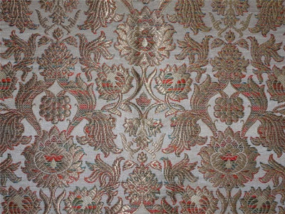 Heavy Silk Brocade Fabric Beige, Metallic Gold x Multi Color 36" WIDE BRO501[4]