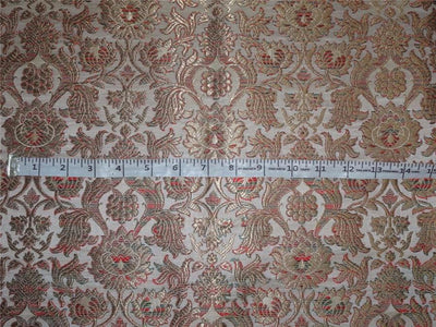 Heavy Silk Brocade Fabric Beige, Metallic Gold x Multi Color 36" WIDE BRO501[4]