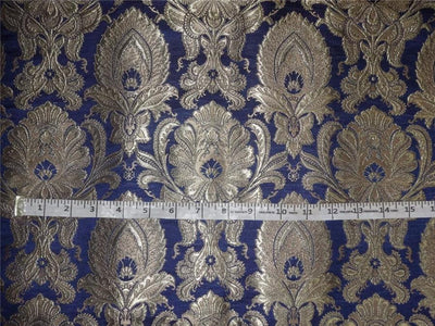 Heavy Silk Brocade Fabric Navy Blue x Metallic Gold Color 36" WIDE BRO502[1]