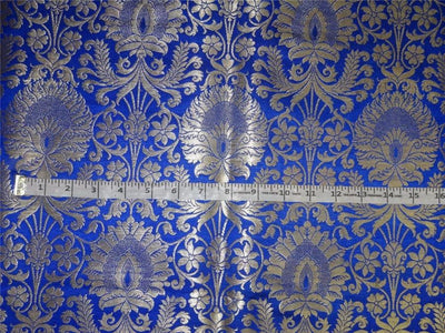 Heavy Silk Brocade Fabric Royal Blue x Metallic Gold Color 36" WIDE BRO502[2]