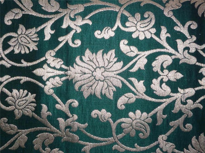 Heavy Silk Brocade Fabric Dark Bottle Green x Metallic Gold Color 36" WIDE BRO502[3]