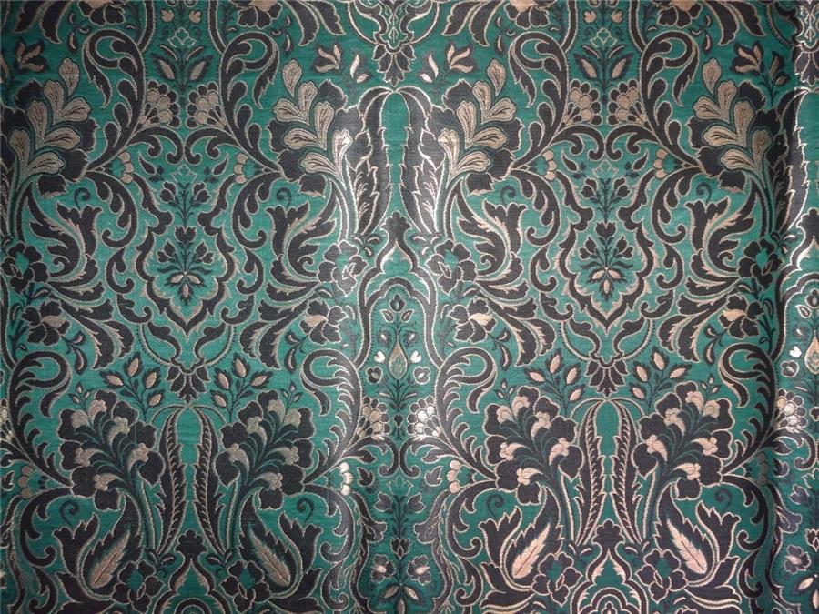 Heavy Silk Brocade Fabric Green Black x Metallic Gold Color 36" WIDE BRO502[4]