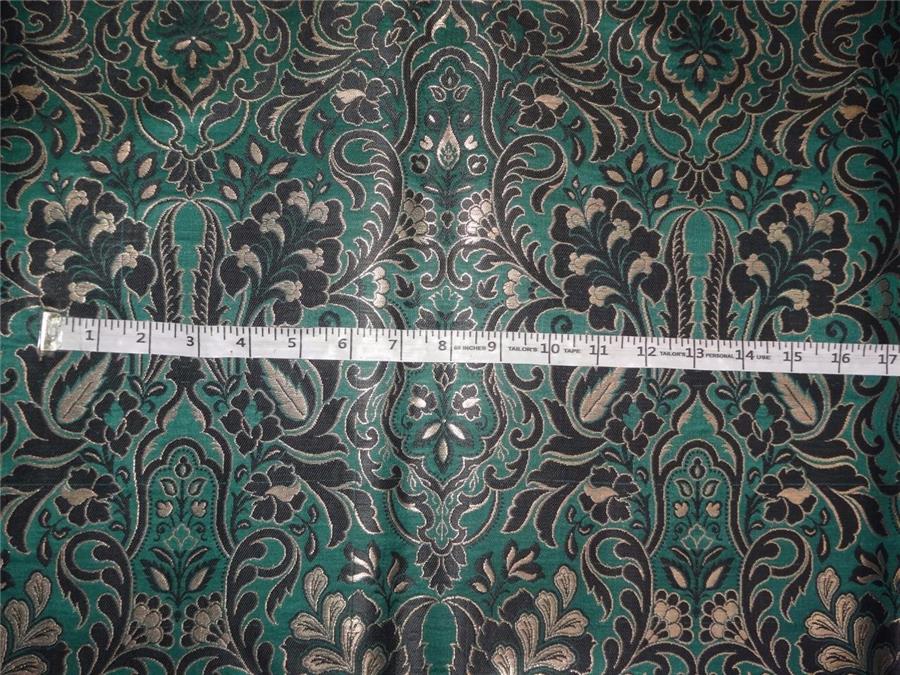 Heavy Silk Brocade Fabric Green Black x Metallic Gold Color 36" WIDE BRO502[4]