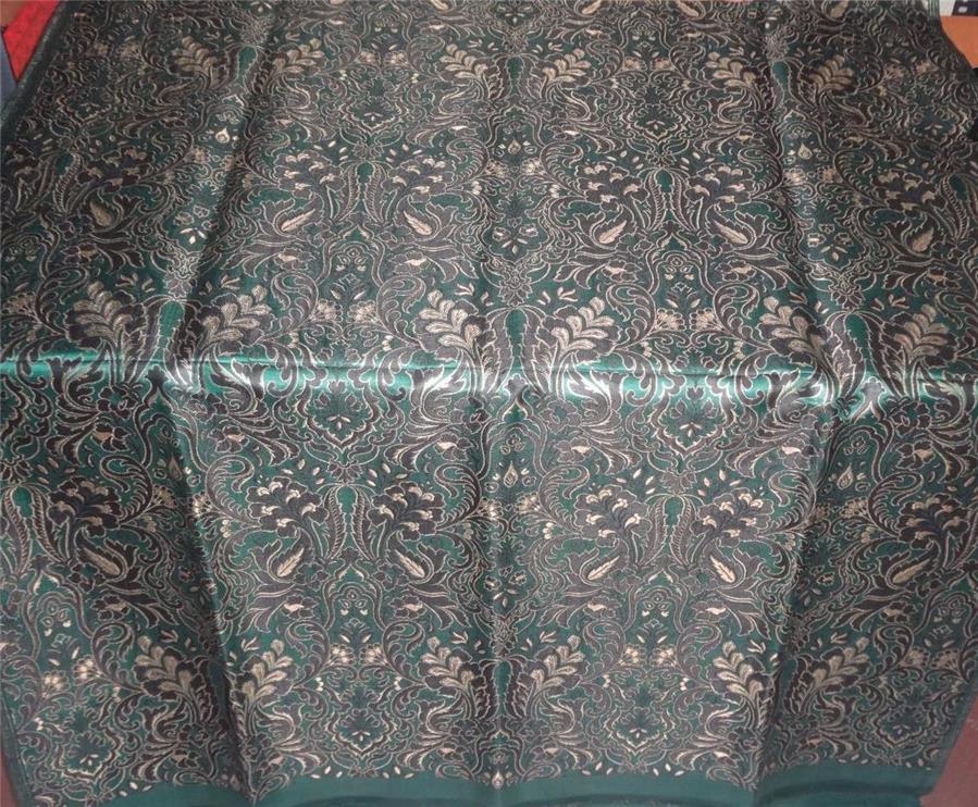 Heavy Silk Brocade Fabric Green Black x Metallic Gold Color 36" WIDE BRO502[4]