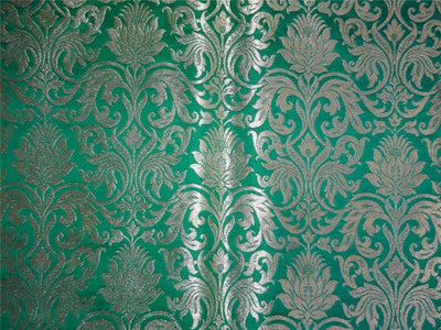 Heavy Brocade Fabric Parrot Green x Metallic Gold Color 36" WIDE BRO503[3]