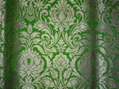 Heavy Silk Brocade Fabric Leafy Green x Metallic Gold Color 36" WIDE BRO503[4]