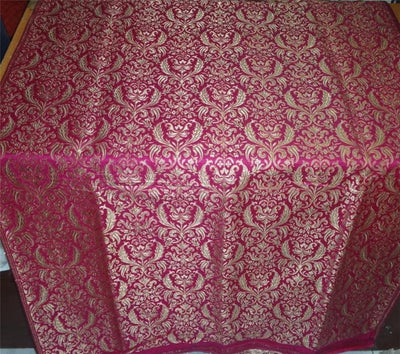 Heavy Silk Brocade Fabric Hot Pink x Metallic Gold Color 36" WIDE BRO504[3]