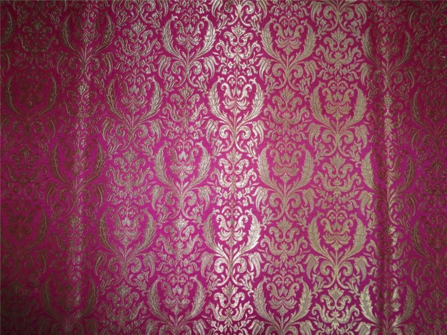 Heavy Silk Brocade Fabric Hot Pink x Metallic Gold Color 36" WIDE BRO504[3]