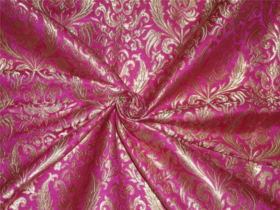 Heavy Silk Brocade Fabric Hot Pink x Metallic Gold Color 36" WIDE BRO504[3]