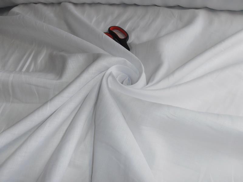 100 % White pure linen fabric 57&quot; wide - The Fabric Factory