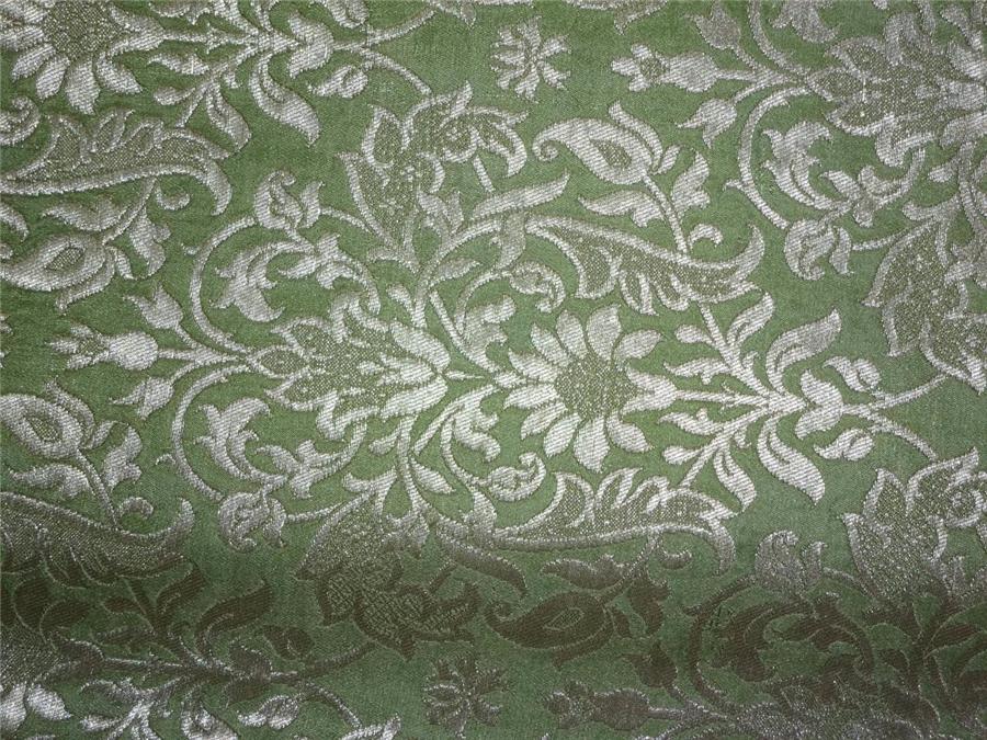 Heavy Silk Brocade Light Green X Metallic Gold Color 36" WIDE BRO507[2]