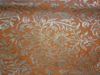 Heavy Silk Brocade Peach x Metallic Gold Color 36" WIDE BRO507[4]